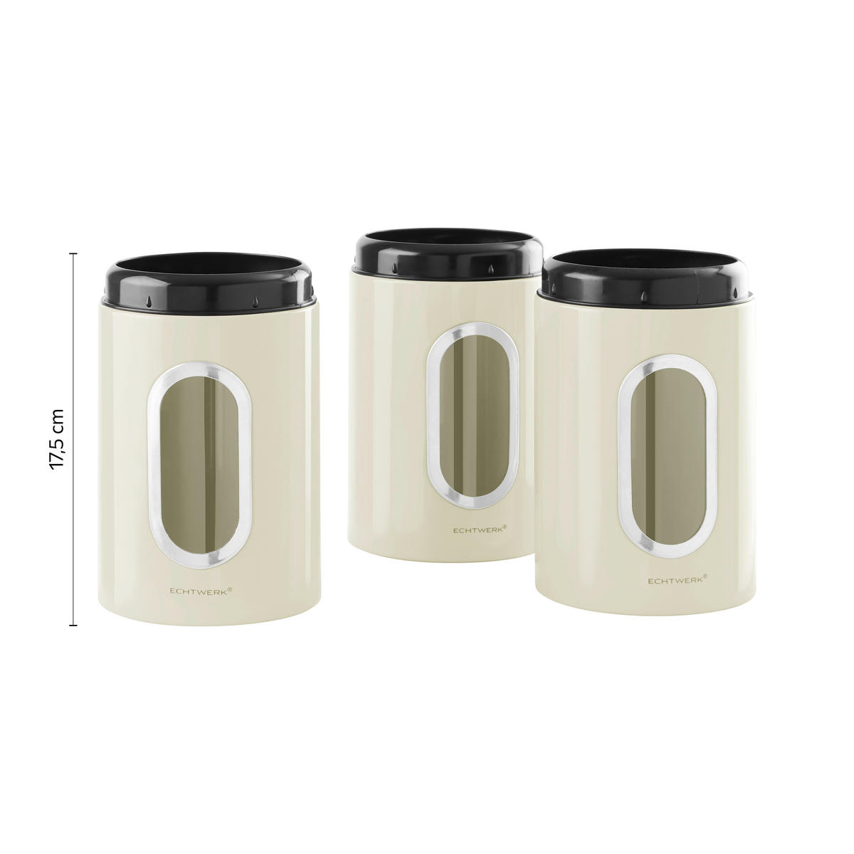 VORRATSDOSENSET 3-teilig  - Creme, Trend, Metall (11/17,5cm) - Echtwerk