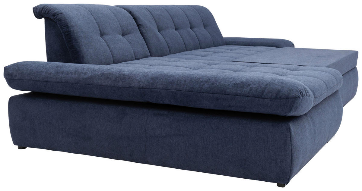 ECKSOFA Dunkelblau Mikrofaser  - Chromfarben/Dunkelblau, KONVENTIONELL, Textil/Metall (172/300cm) - MID.YOU