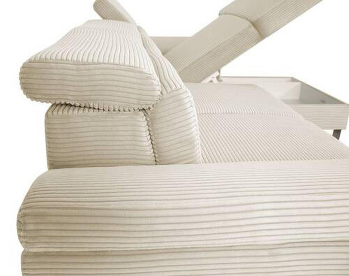 ECKSOFA in Cord Naturfarben  - Silberfarben/Naturfarben, Design, Textil/Metall (167/250cm) - Xora