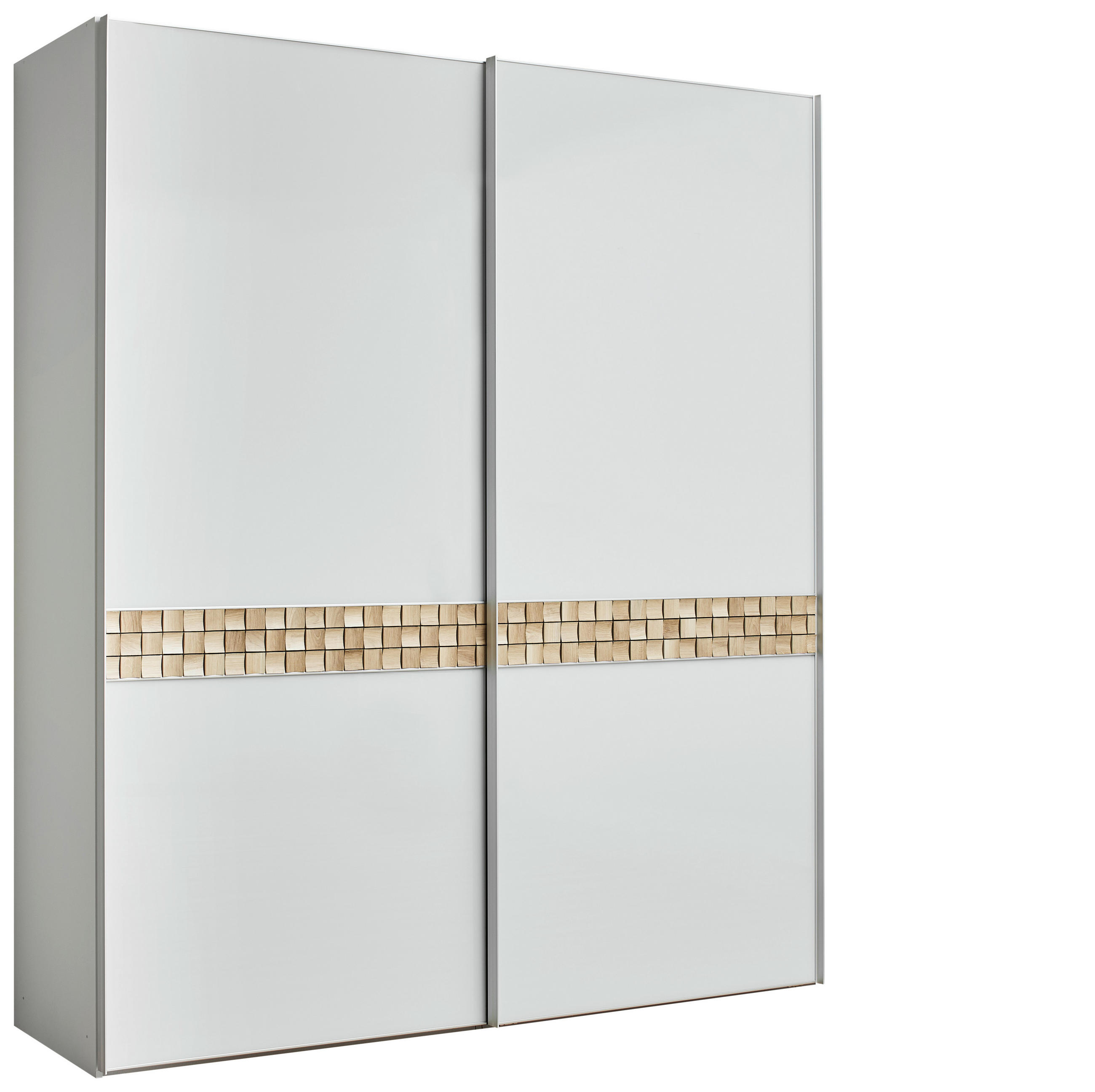 SCHWEBETÜRENSCHRANK 167/222/68 cm 2-türig Grau, Eichefarben  - Eichefarben/Alufarben, Design, Glas/Holz (167/222/68cm) - Dieter Knoll