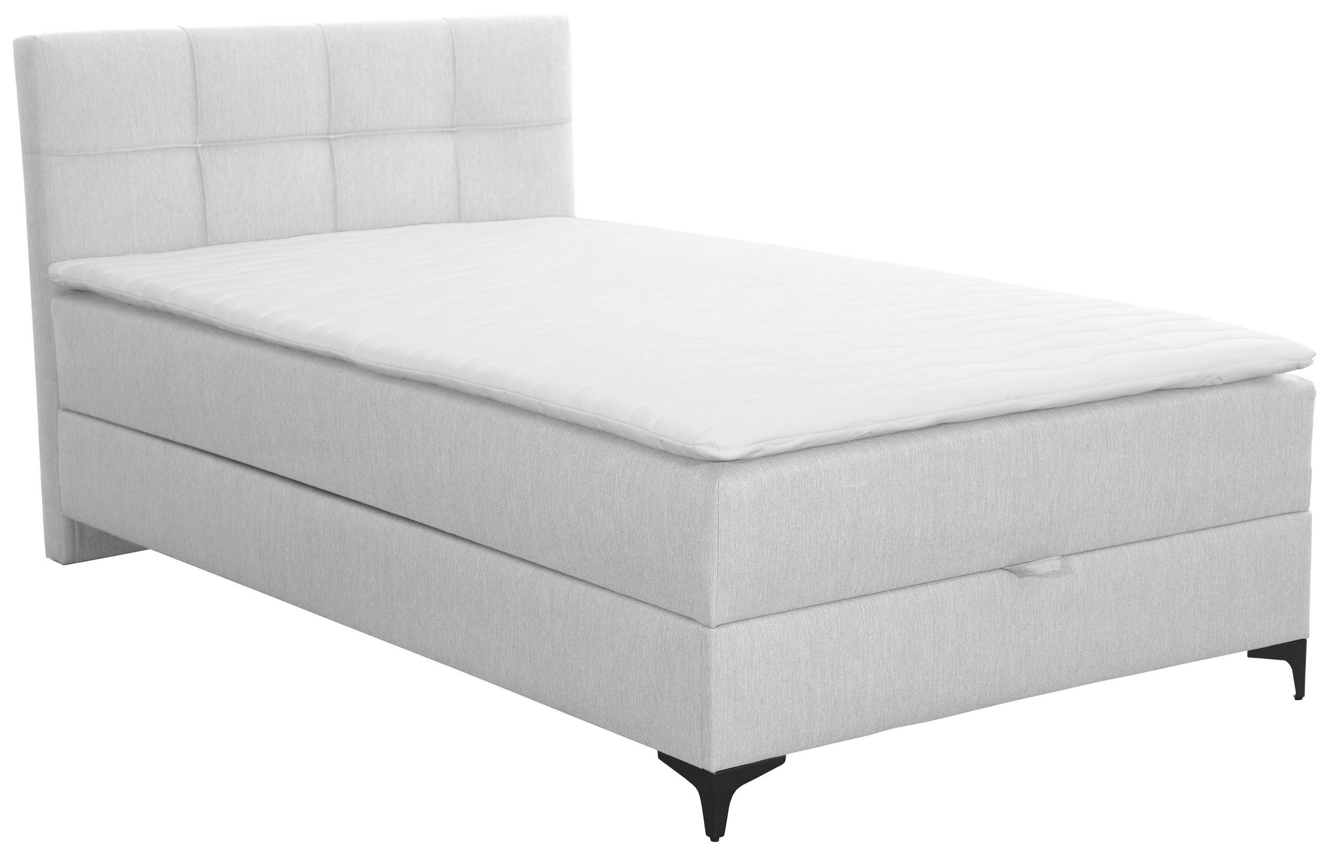 POLSTERBETT Bettkasten, Topper 120/200 cm  in Hellgrau  - Hellgrau/Schwarz, KONVENTIONELL, Textil/Metall (120/200cm) - MID.YOU