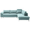 ECKSOFA in Velours Blau  - Chromfarben/Blau, Design, Textil/Metall (281/200cm) - Pure Home Lifestyle