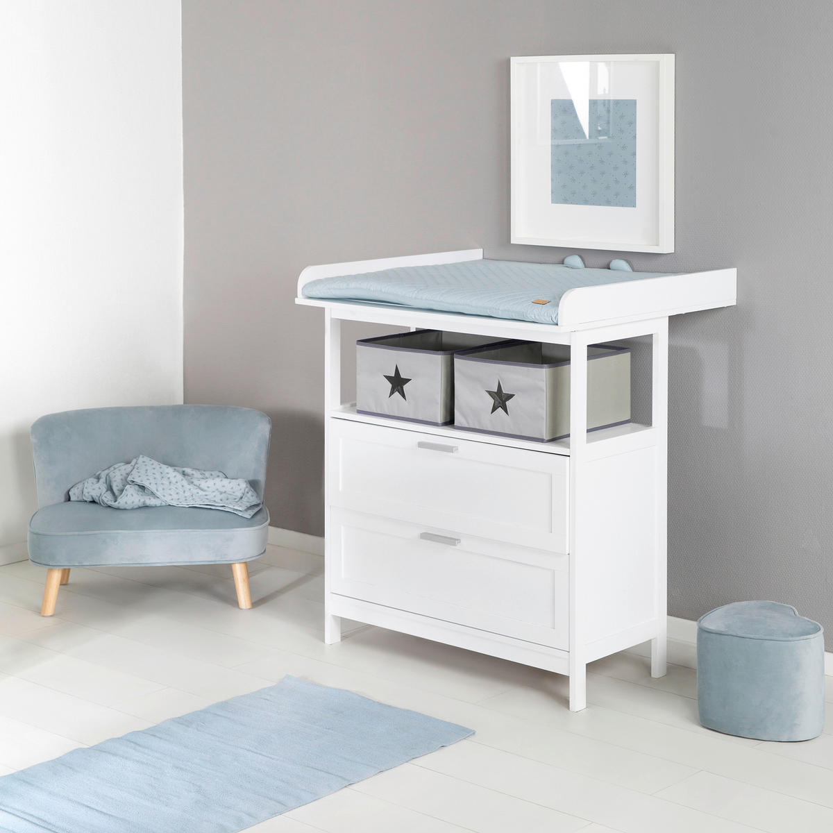 Wickelkommode White Hamburg 87/100/75 cm  - Weiss, Romantik / Landhaus, Holzwerkstoff/Kunststoff (87/100/75cm) - Based