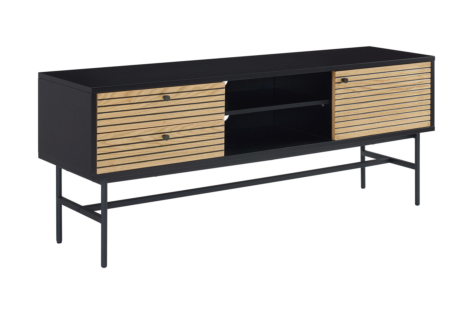 LOWBOARD in 150/60/40 cm - Eichefarben/Schwarz, Design, Holz/Holzwerkstoff (150/60/40cm) - Livetastic