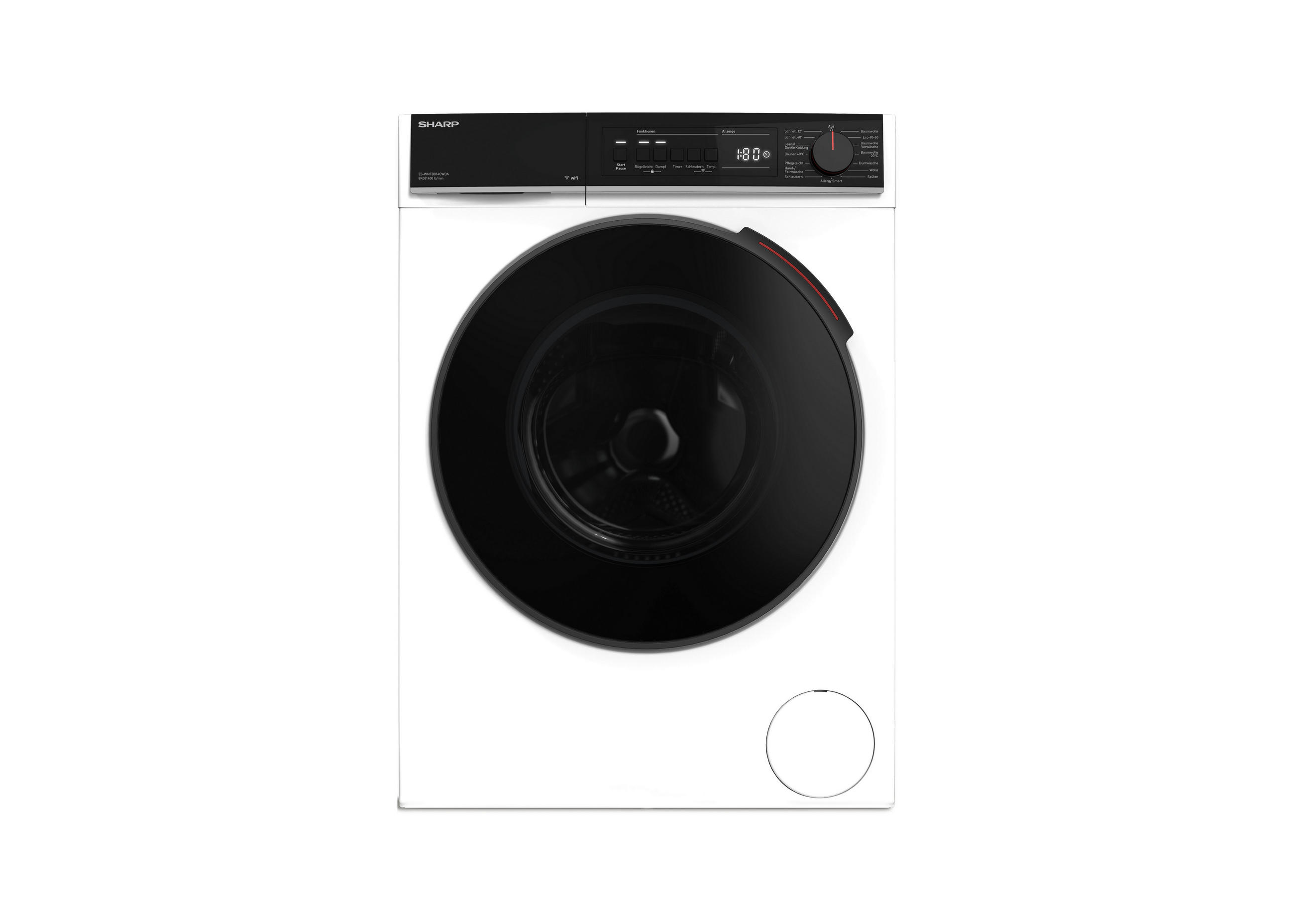 WASCHMASCHINE ES-WNFB814CWDA-DE  - Weiß, Basics, Glas/Kunststoff (59.7/84.5/55,7cm) - Sharp
