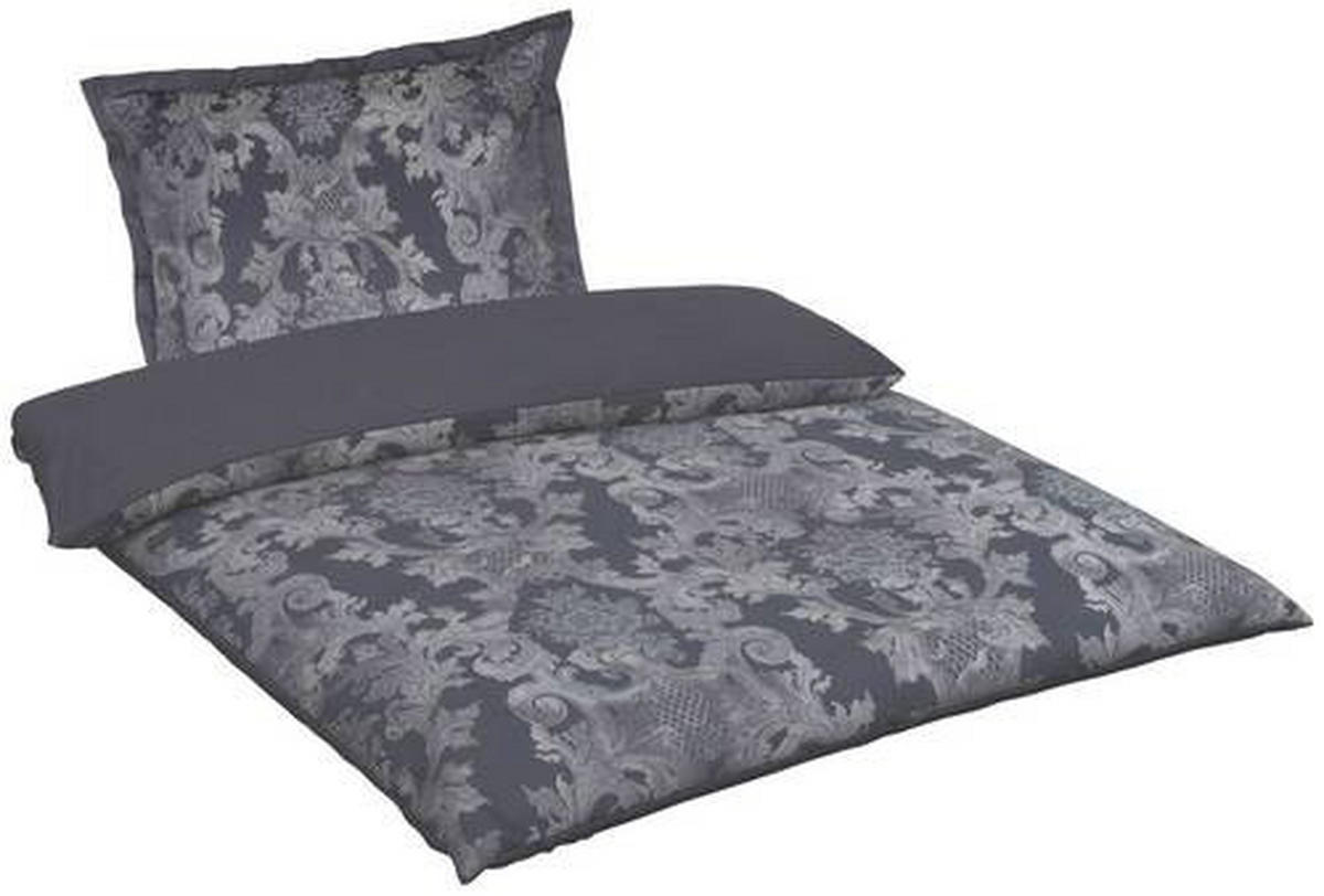 POVLEČENÍ, damašek, šedá, černá, bílá, 140/200 cm - šedá/bílá, Konvenční, textil (140/200cm) - Curt Bauer