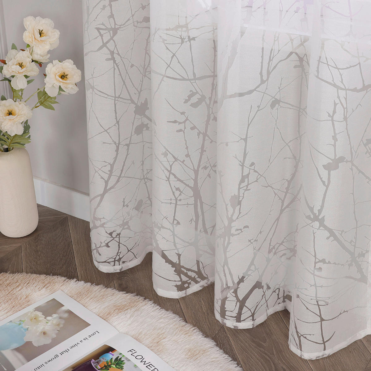 FERTIGVORHANG  transparent  140/225 cm   - Weiß Hochglanz, Basics, Textil (140/225cm)