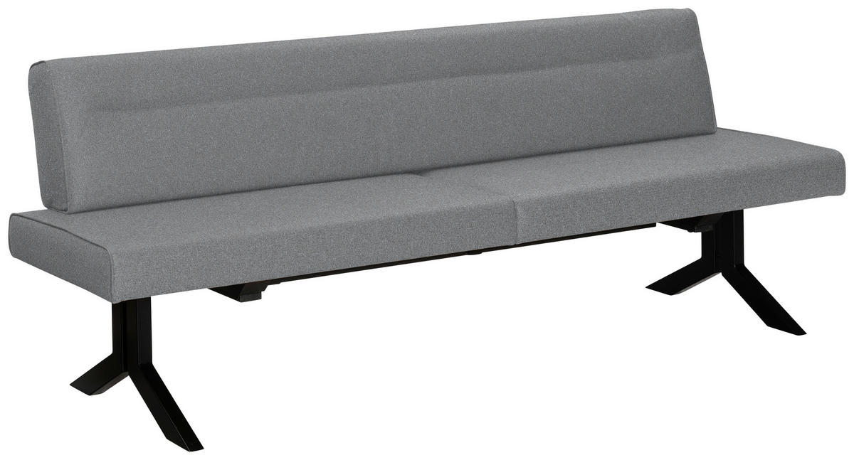 SITZBANK in Metall, Textil Hellgrau  - Hellgrau/Schwarz, Konventionell, Textil/Metall (220/87/70cm) - Moderano
