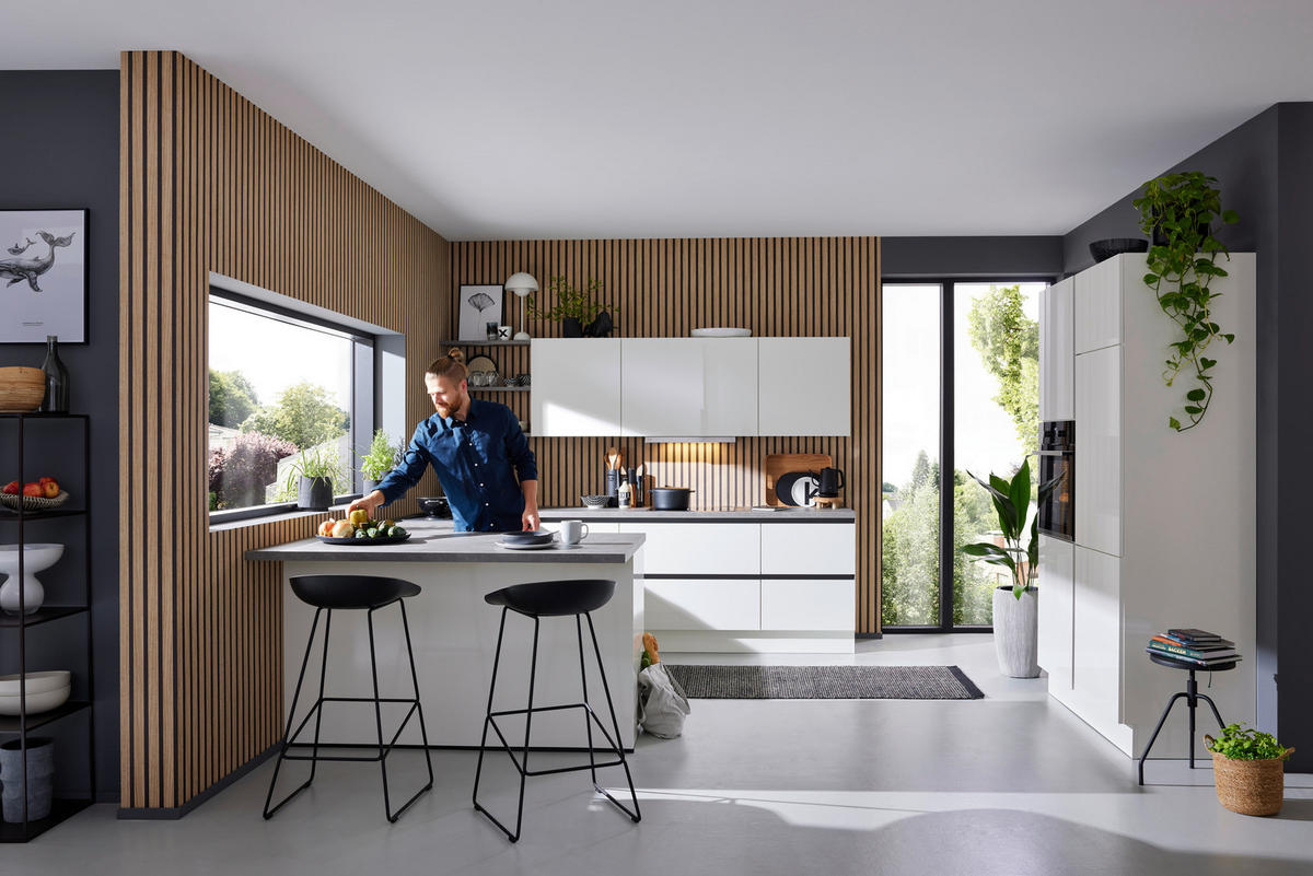 EINBAUKÜCHE ULTRA GLISS  - Weiß, Design, Holzwerkstoff - Novel