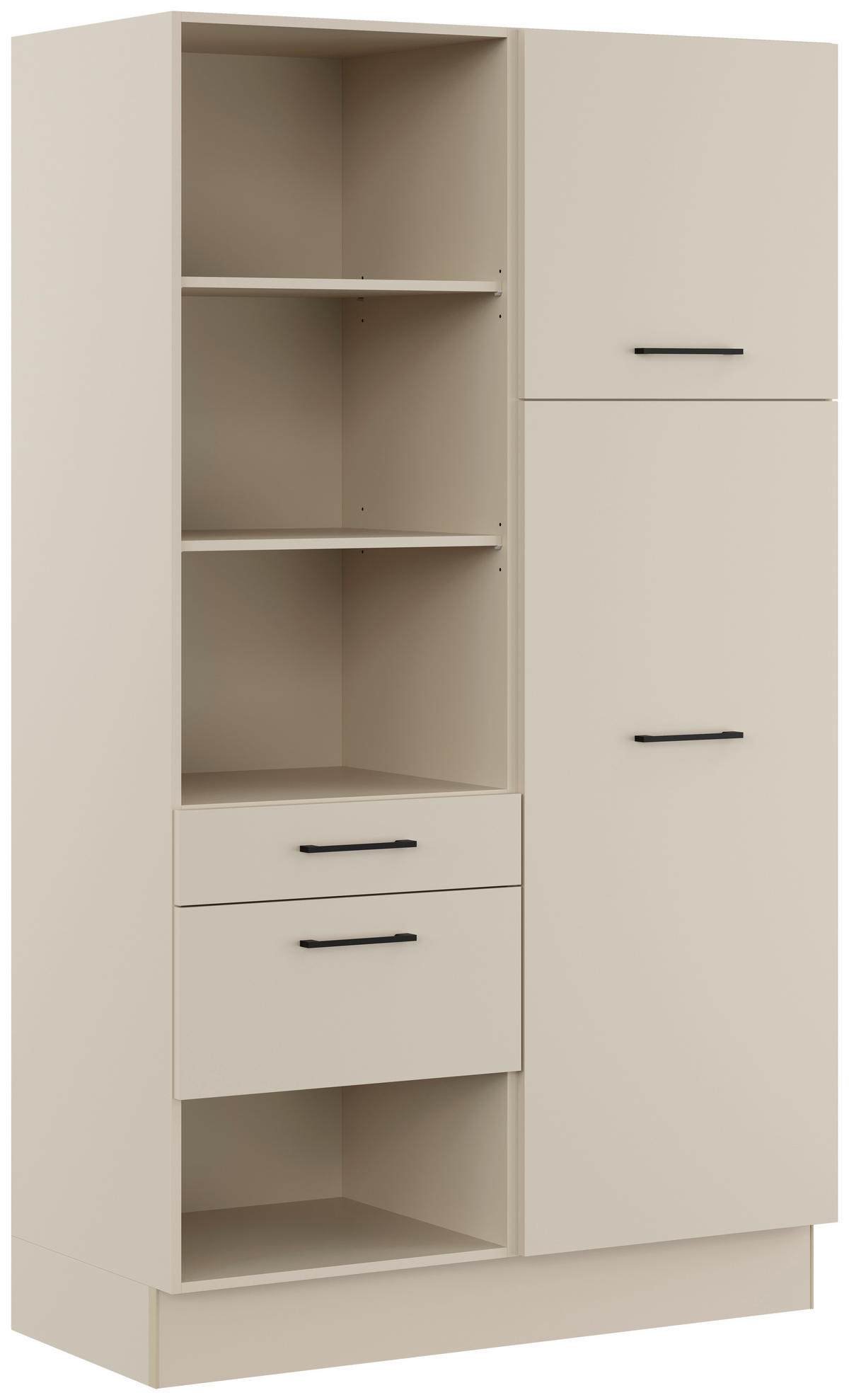 MEHRZWECKSCHRANK 120/206,2/58 cm  - Hellgrau/Schwarz, Basics, Holzwerkstoff/Metall (120/206,2/58cm) - Impuls