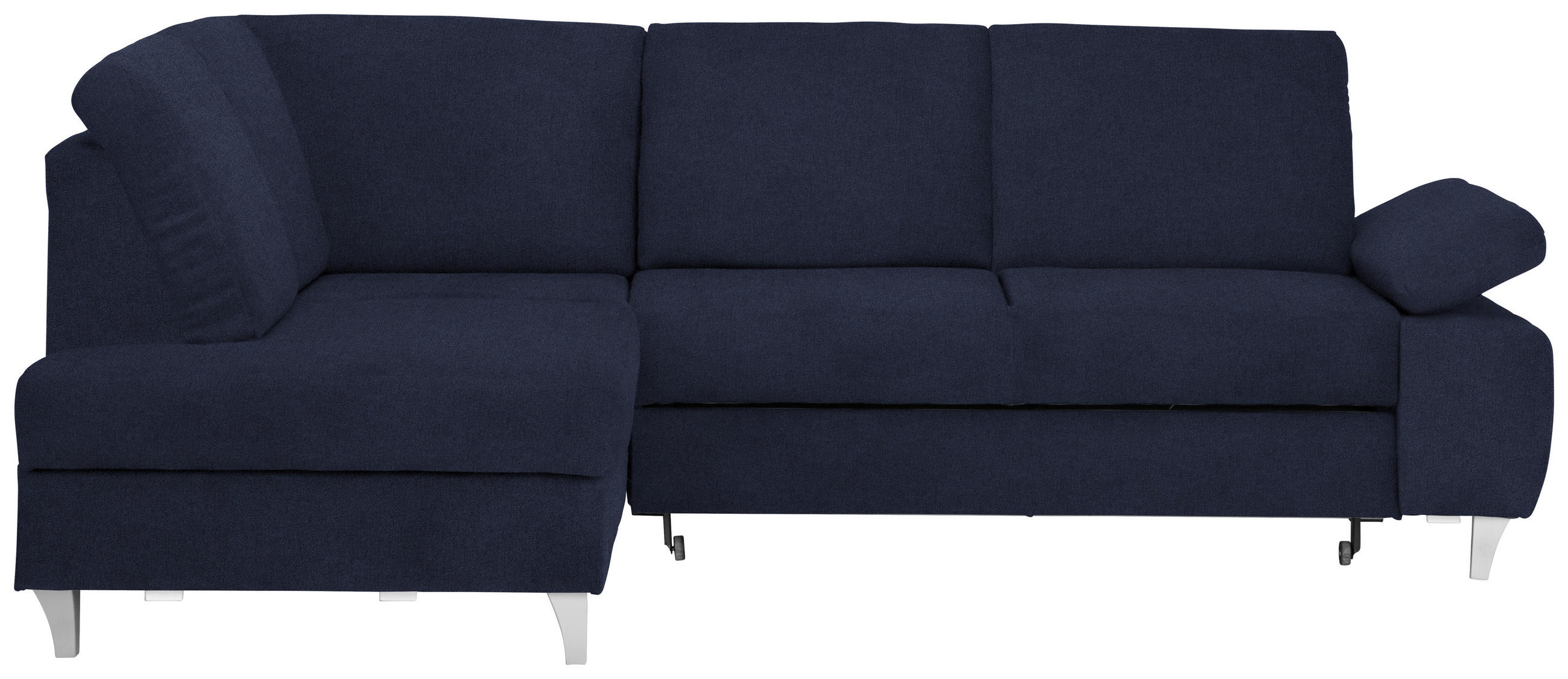 ECKSOFA in Flachgewebe Dunkelblau  - Silberfarben/Dunkelblau, Konventionell, Holz/Textil (186/255cm) - Cantus