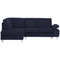 ECKSOFA in Flachgewebe Dunkelblau  - Silberfarben/Dunkelblau, Konventionell, Holz/Textil (186/255cm) - Cantus