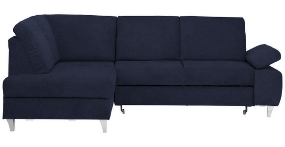 ECKSOFA in Flachgewebe Dunkelblau  - Silberfarben/Dunkelblau, KONVENTIONELL, Holz/Textil (186/255cm) - Cantus