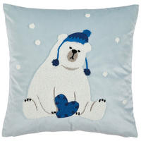KISSENHÜLLE 45/45 cm  - Blau/Weiß, Textil (45/45cm) - X-Mas