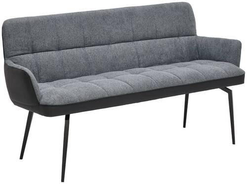 SITZBANK 162/88/63 cm Lederlook, Webstoff Schwarz, Grau  - Schwarz/Grau, MODERN, Textil/Metall (162/88/63cm) - Livetastic