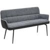 SITZBANK 162/88/63 cm Lederlook, Webstoff Grau, Schwarz  - Schwarz/Grau, MODERN, Textil/Metall (162/88/63cm) - Livetastic