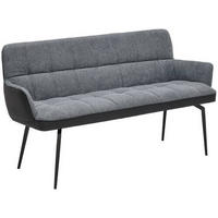 SITZBANK 162/88/63 cm Lederlook, Webstoff Grau, Schwarz  - Schwarz/Grau, MODERN, Textil/Metall (162/88/63cm) - Livetastic