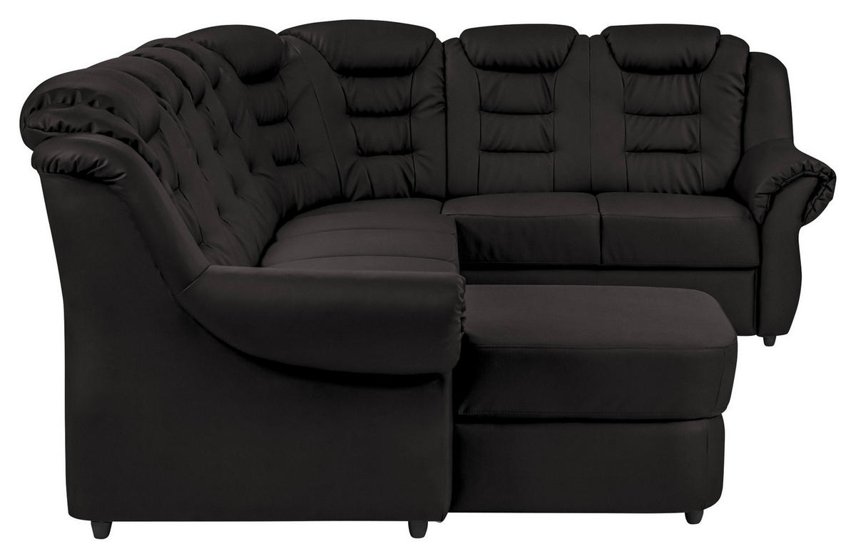 WOHNLANDSCHAFT in Lederlook Schwarz  - Schwarz, Konventionell, Kunststoff/Textil (165/333/216cm) - Livetastic