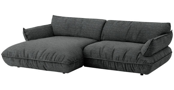 ECKSOFA  in Flachgewebe Anthrazit  185/264 cm  - Anthrazit/Schwarz, Design, Kunststoff/Textil (185/264cm) - Belluti