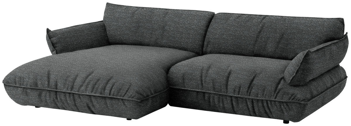 ECKSOFA  in Flachgewebe Anthrazit  185/264 cm  - Anthrazit/Schwarz, Design, Kunststoff/Textil (185/264cm) - Belluti