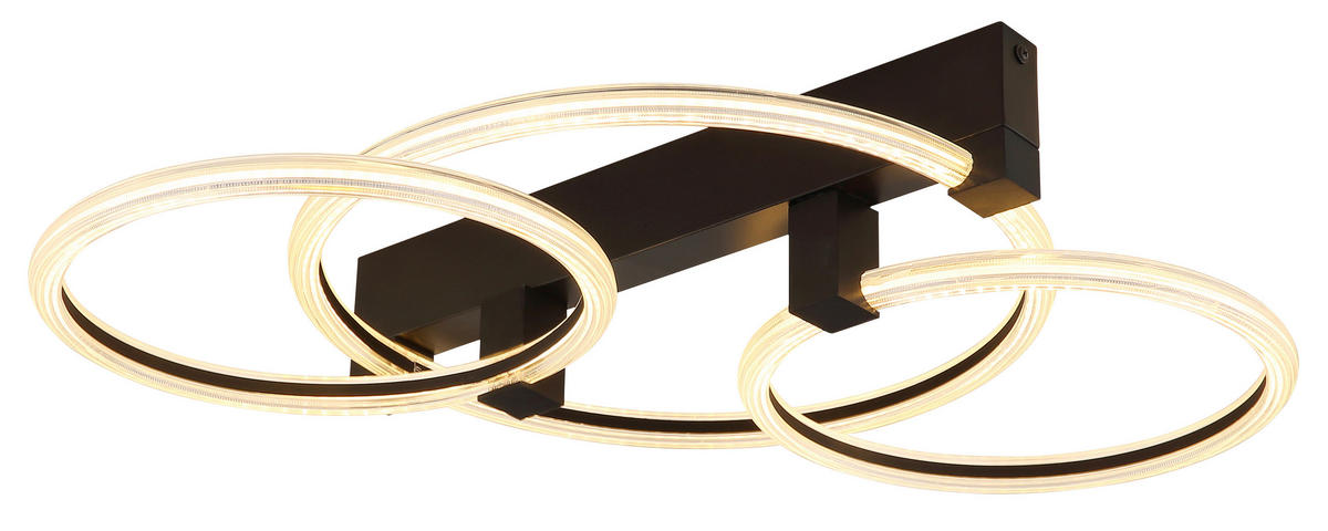 LED-DECKENLEUCHTE Fletcher 76,1/38/11,5 cm  - Transparent/Schwarz, Design, Kunststoff/Metall (76,1/38/11,5cm) - Globo