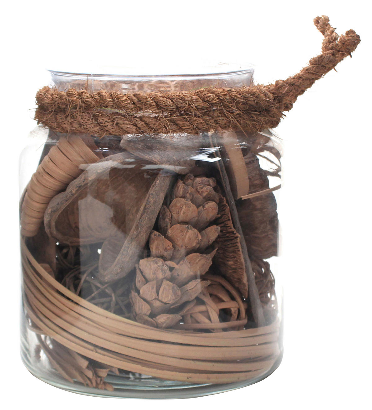 DEKOGLAS - Braun, LIFESTYLE, Glas/Naturmaterialien (18/20/18cm) - Kayoom