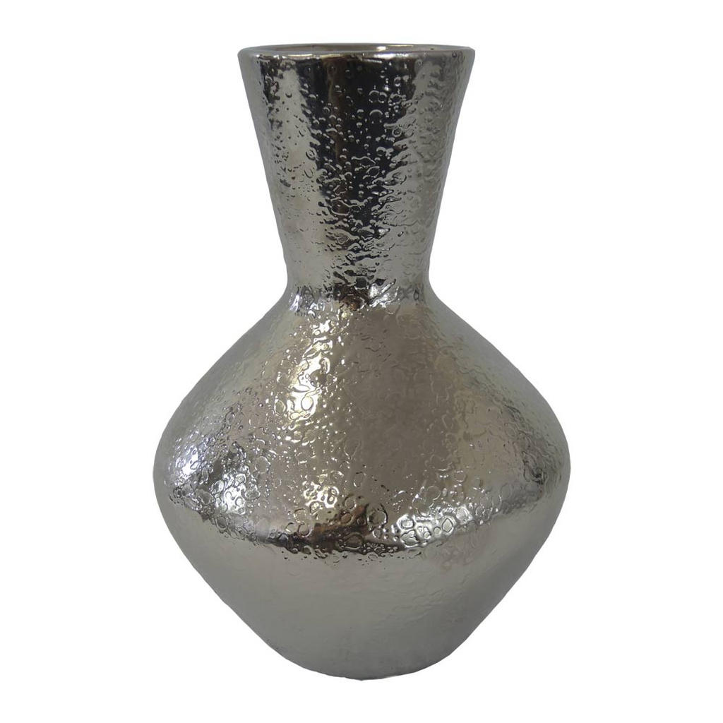 VÁZA, keramika, 25 cm - strieborná
