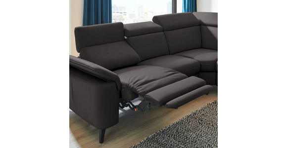 ECKSOFA in Echtleder Dunkelbraun  - Dunkelbraun/Schwarz, Design, Leder/Metall (285/239cm) - Cantus