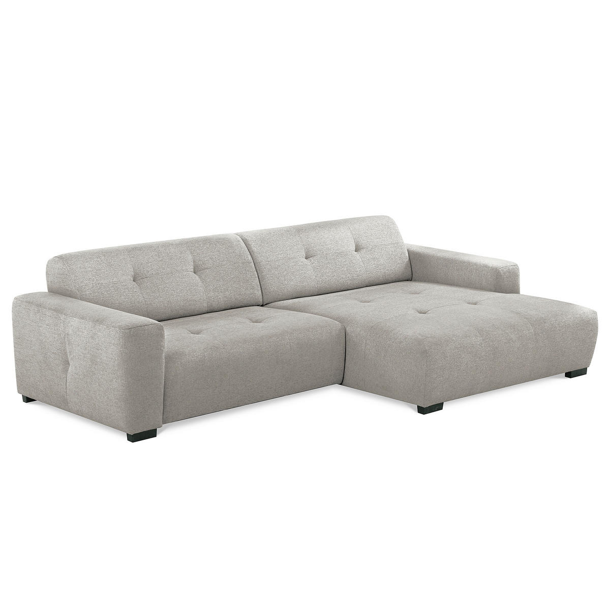 ECKSOFA AUSTIN Hellgrau Flachgewebe Sitztiefenverstellung  - Hellgrau/Schwarz, Design, Kunststoff/Textil (286/169cm) - Livetastic