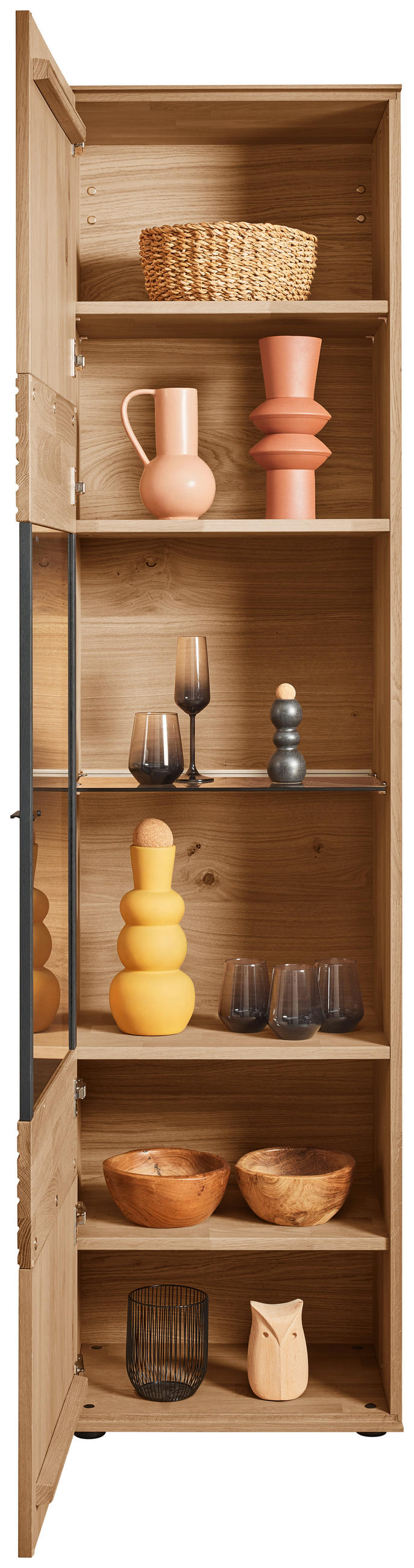 VITRIN tömör erezett tölgy   - Natur, Üveg/fa (53/206/39cm) - Valnatura