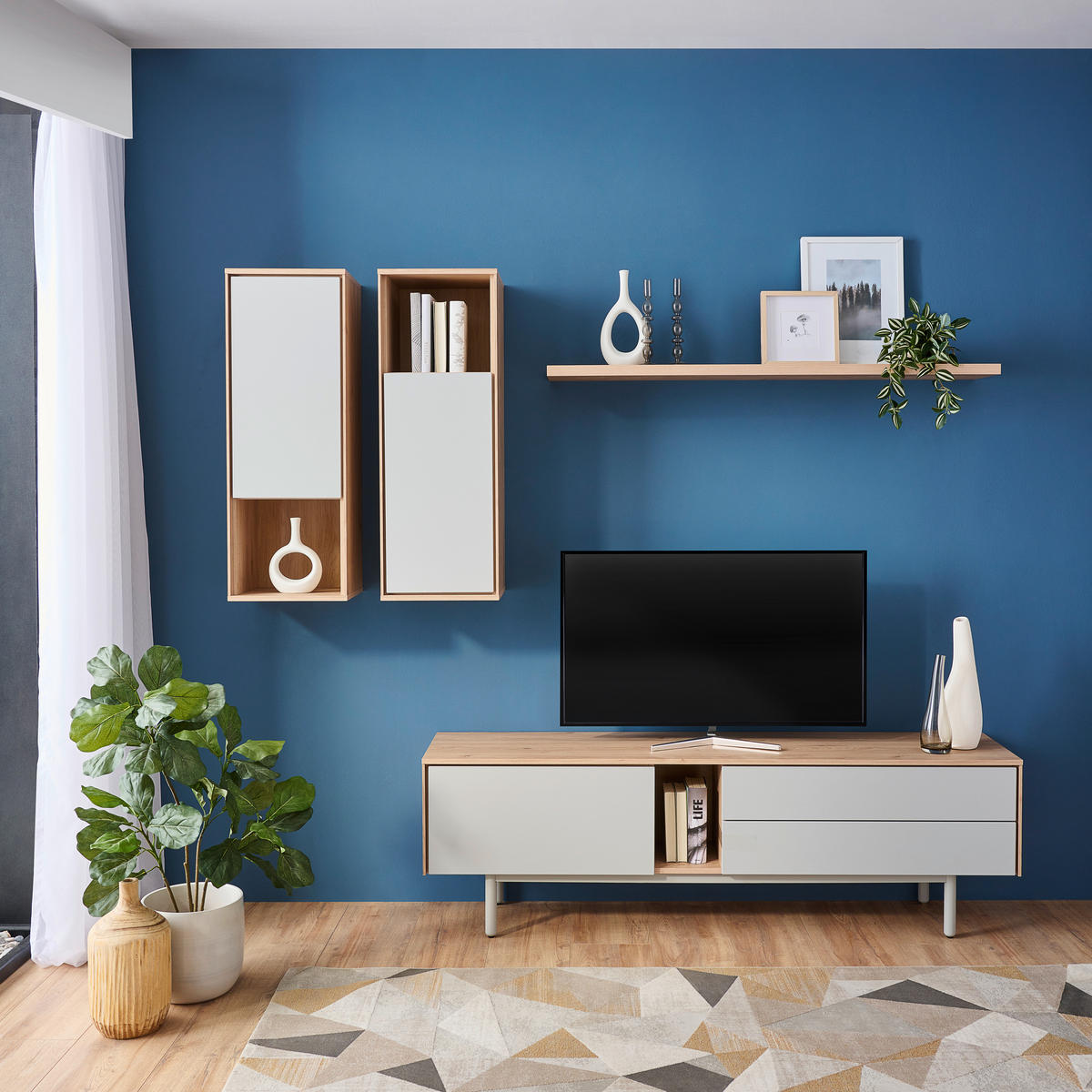 LOWBOARD 180/56/40 cm  - Eichefarben/Grau, Design, Holz/Holzwerkstoff (180/56/40cm) - home24