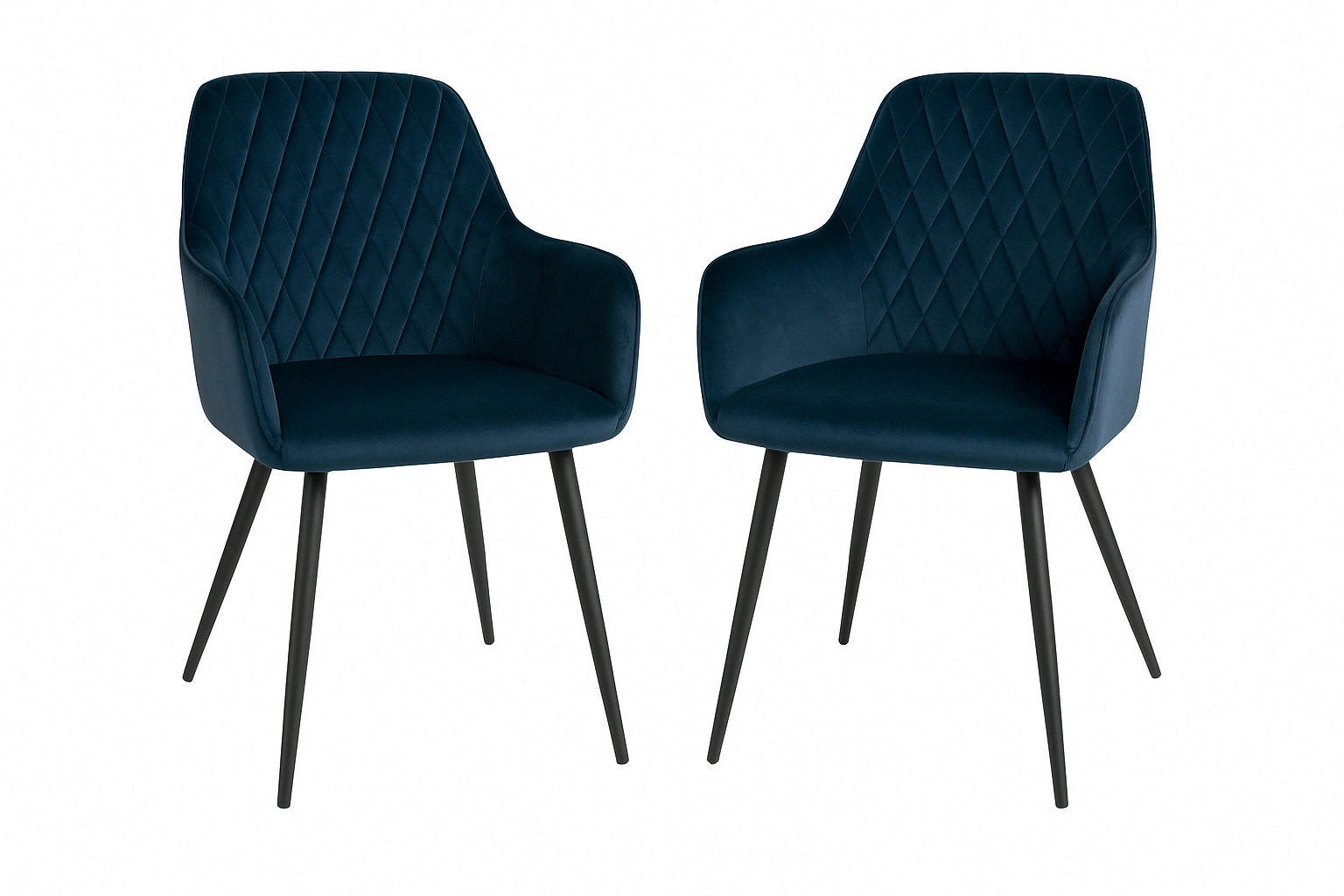 STOL MED ARMSTÖD SET 2 styck sammet - svart/mörkblå, Modern, metall/textil (57/87/65cm) - MID.YOU