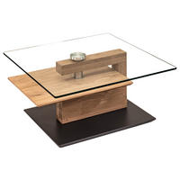 COUCHTISCH Wildeiche vollmassiv ESG 90/100/32-46 cm rechteckig Eiche Bianco  - Eiche Bianco/Anthrazit, MODERN, Glas/Holz (90/100/32-46cm) - Venda