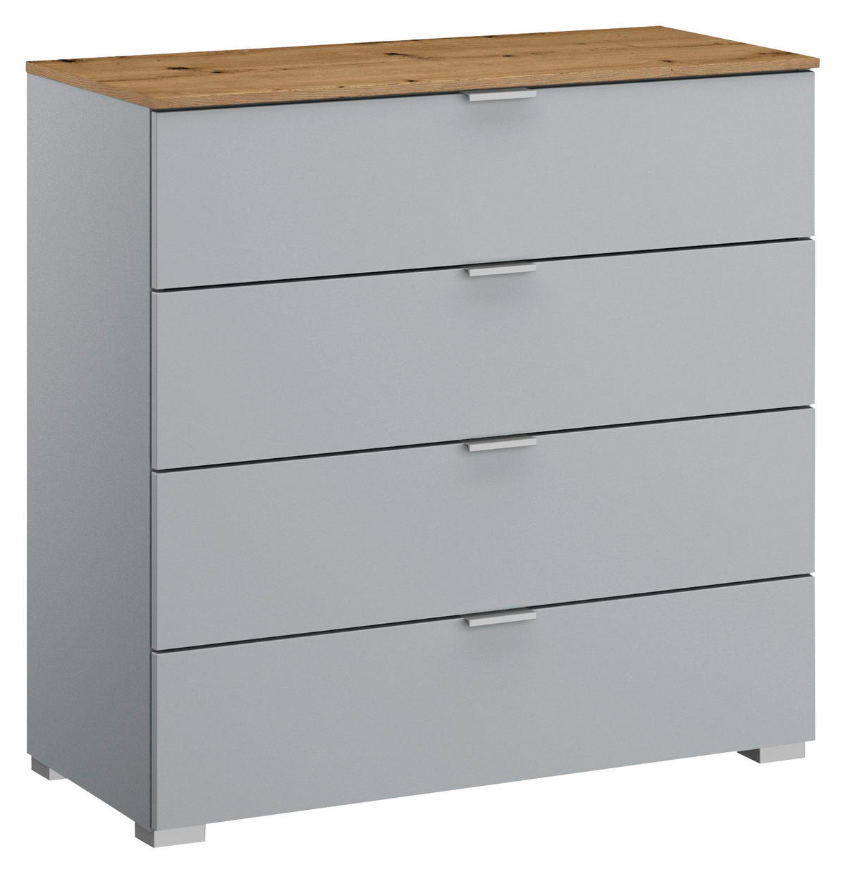 KOMMODE  in 80/81/42 cm  - Eichefarben/Alufarben, Trend, Holzwerkstoff/Kunststoff (80/81/42cm) - Stylife