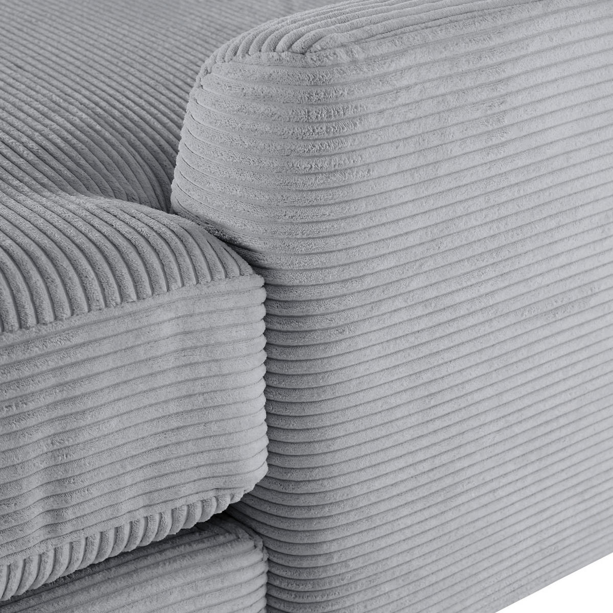 ECKSOFA in Cord Hellgrau  - Dunkelgrau/Hellgrau, Design, Kunststoff/Textil (240/175cm) - Landscape