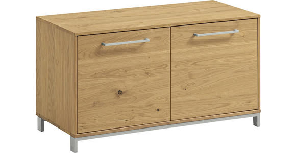 GARDEROBENBANK 86/47/40 cm - Edelstahlfarben/Eichefarben, Natur, Holz/Metall (86/47/40cm) - Novel