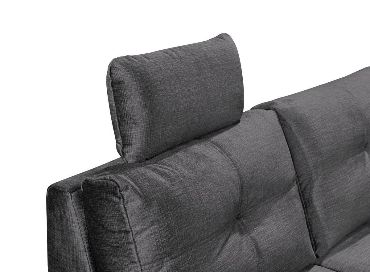 SOFFA i mikrovelour grå  - svart/grå, Klassisk, textil/plast (127/334/217cm) - MID.YOU