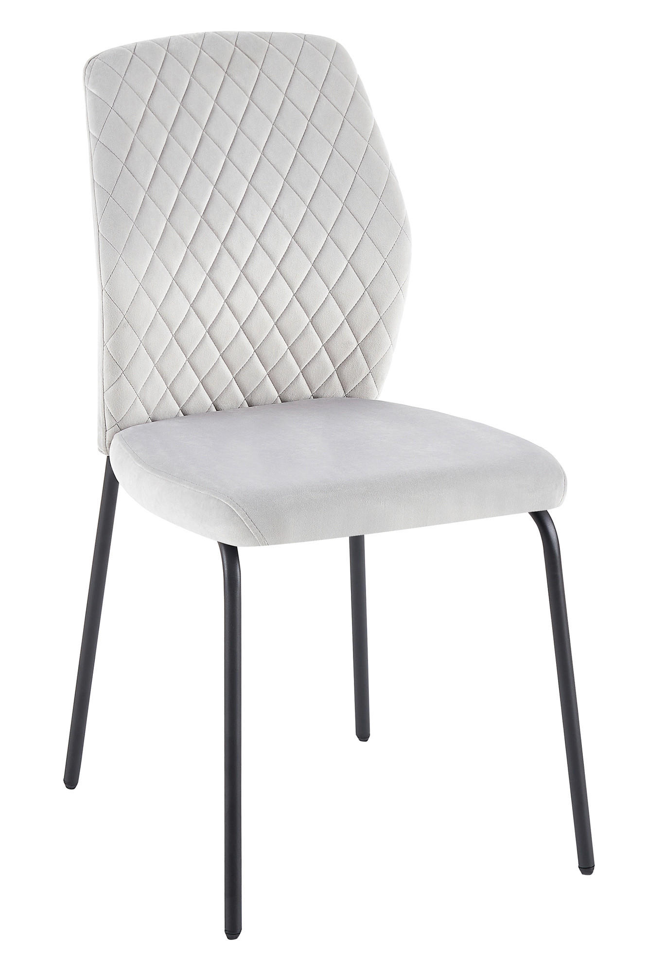 STUHL-SET 2 Stück  in Samt Textil  - Hellgrau/Schwarz, MODERN, Textil/Metall (46,5/92/56,5cm) - Livetastic