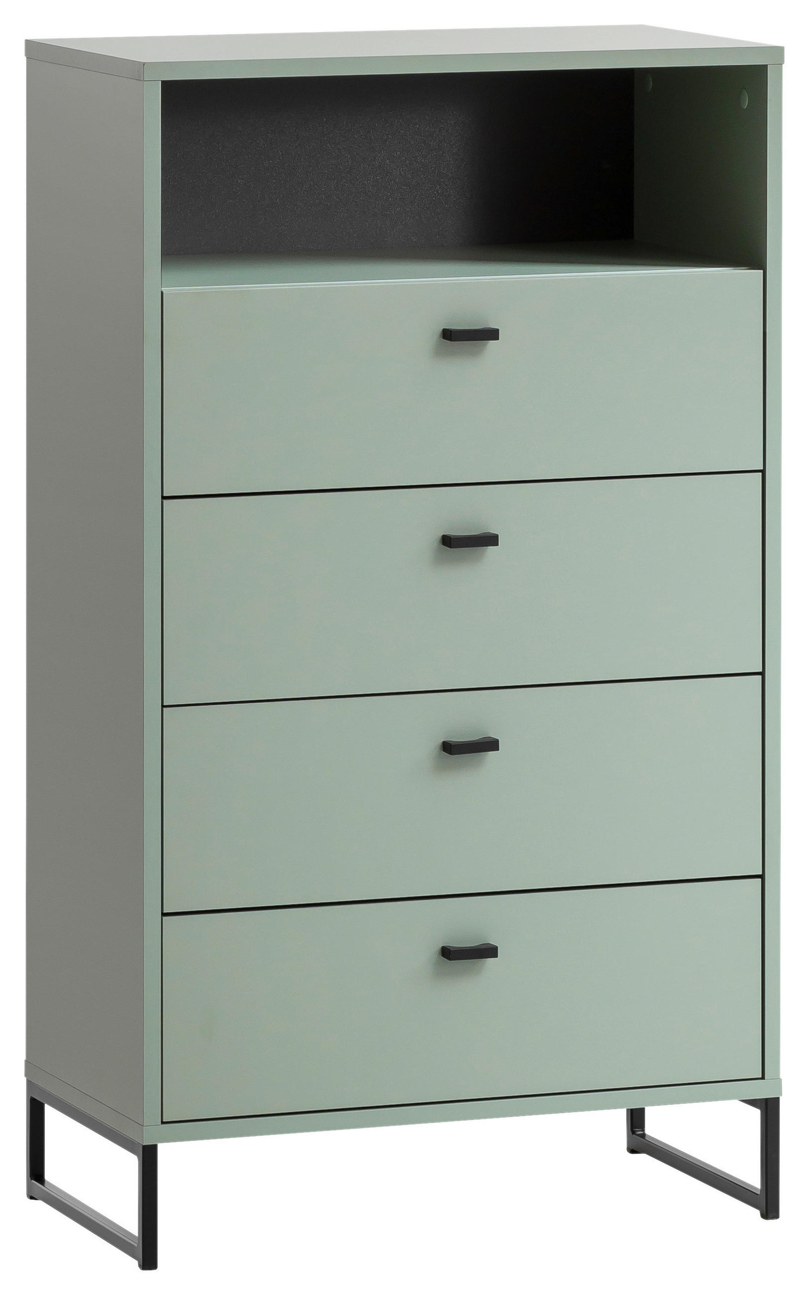 HIGHBOARD , 60,2/103,9/33,1 cm, 4 Schublade(n)  - Schwarz/Grün, LIFESTYLE, Holzwerkstoff/Metall (60,2/103,9/33,1cm) - MID.YOU