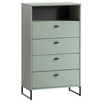 HIGHBOARD , 60,2/103,9/33,1 cm, 4 Schublade(n)  - Schwarz/Grün, LIFESTYLE, Holzwerkstoff/Metall (60,2/103,9/33,1cm) - MID.YOU