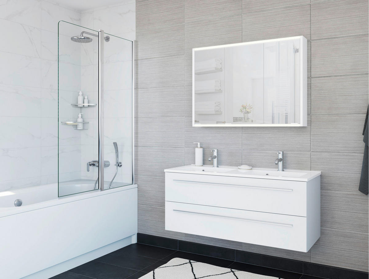 SPIEGELSCHRANK 100/71,4/15,2 cm  - Chromfarben/Weiß, KONVENTIONELL, Glas/Holz (100/71,4/15,2cm) - Xora