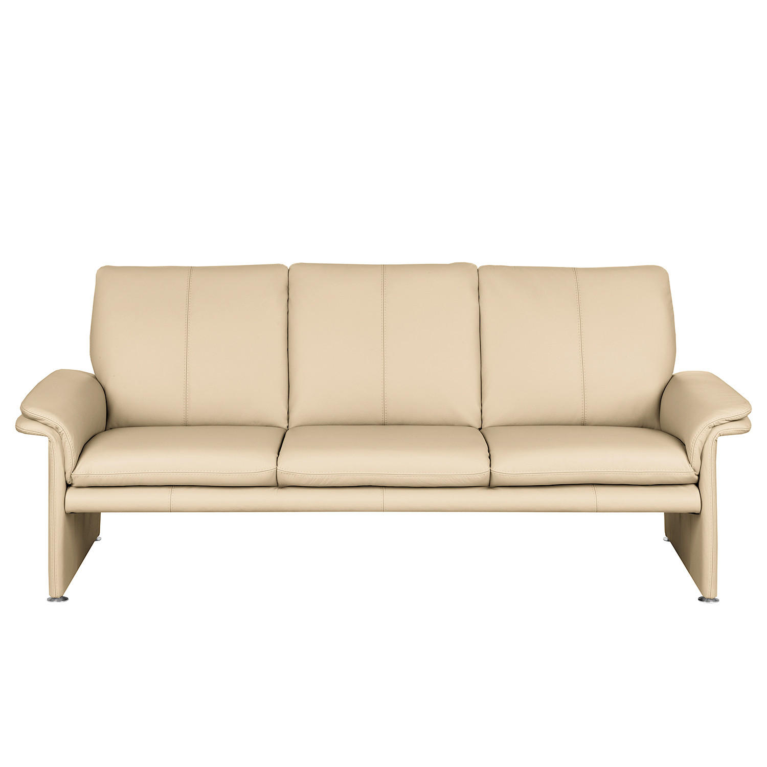 3-SITZER-SOFA Echtleder Beige  - Beige/Silberfarben, Design, Leder/Metall (214/90/88cm) - Livetastic
