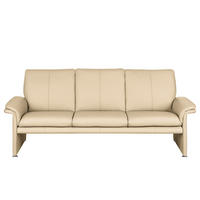 3-SITZER-SOFA Echtleder Beige  - Beige/Silberfarben, Design, Leder/Metall (214/90/88cm) - Livetastic