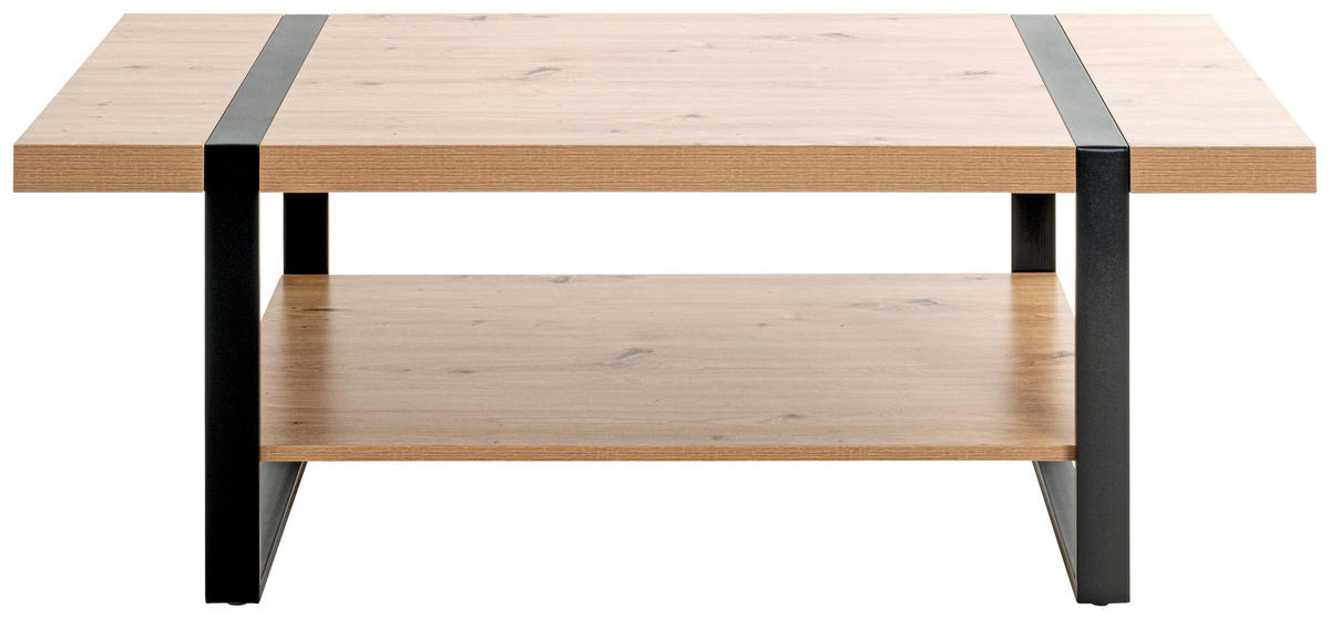 COUCHTISCH 120/60/45 cm rechteckig Schwarz, Eichefarben  - Eichefarben/Schwarz, Design, Holzwerkstoff/Metall (120/60/45cm)