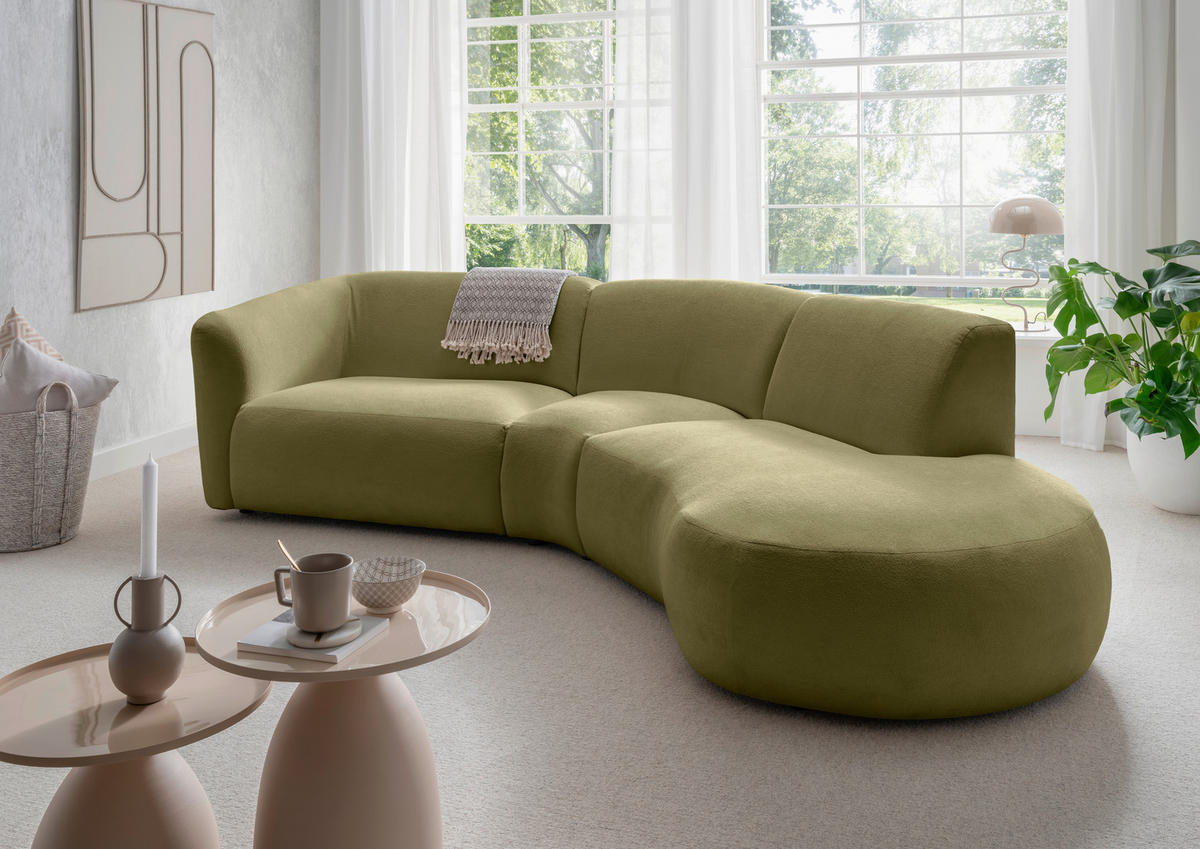 ECKSOFA in Mikrofaser Grün  - Schwarz/Grün, Modern, Kunststoff/Textil (276/182cm) - Livetastic