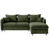 ECKSCHLAFSOFA in Cord Dunkelgrün  - Chromfarben/Dunkelgrün, Modern, Textil/Metall (254/160cm) - Livetastic