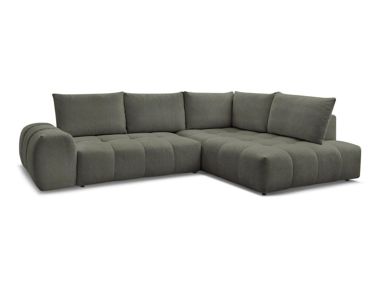 ECKSCHLAFSOFA EVEREST  mit Rücken echt, Armteil links, Armteil rechts Flachgewebe Grün  - Schwarz/Grün, MODERN, Kunststoff/Textil (320/212cm)