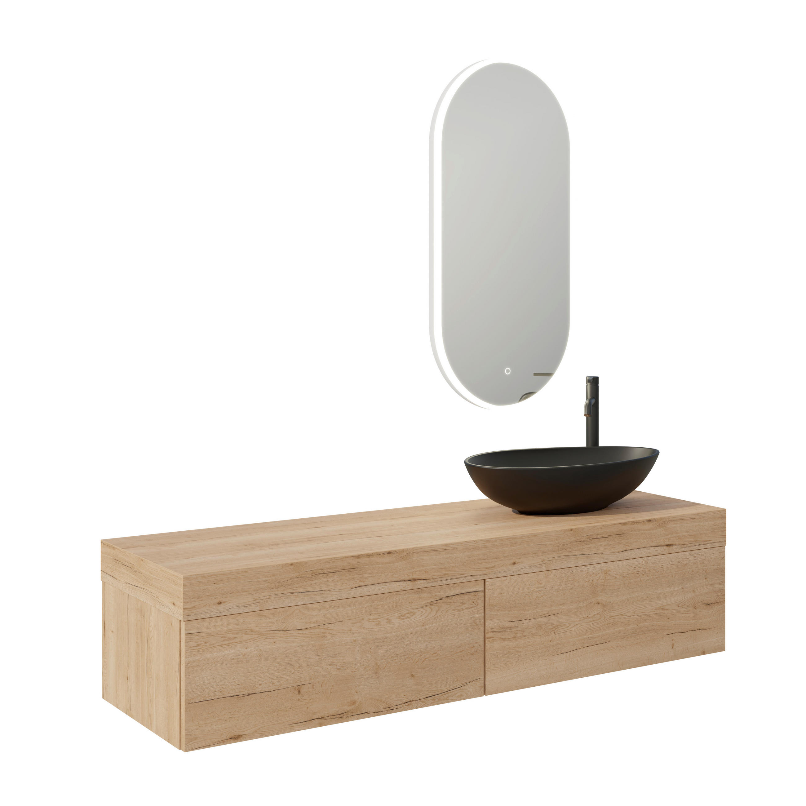BADEZIMMER 5-teilig  in 160 cm  - Eichefarben/Schwarz, MODERN, Keramik/Holzwerkstoff (160cm) - Celina Home