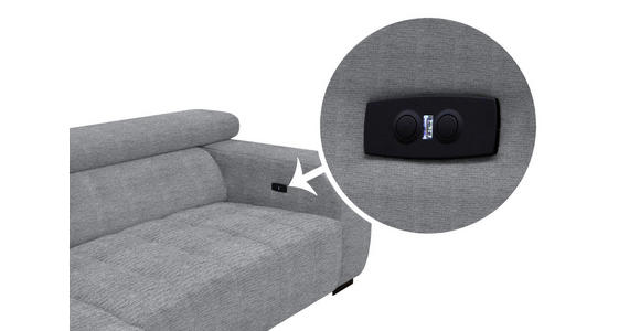 ECKSOFA in Webstoff Grau  182/279 cm  - Schwarz/Grau, KONVENTIONELL, Textil/Metall (182/279cm) - Hom`in