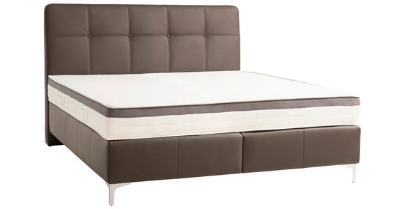 BOXSPRINGBETT 180/200 cm  in Braun  - Chromfarben/Braun, Basics, Leder/Holz (180/200cm) - Novel